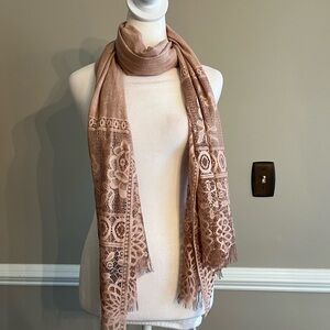 Marcus Adler Lace Patterned Rectangular Shawl Scarf in Blush Pink